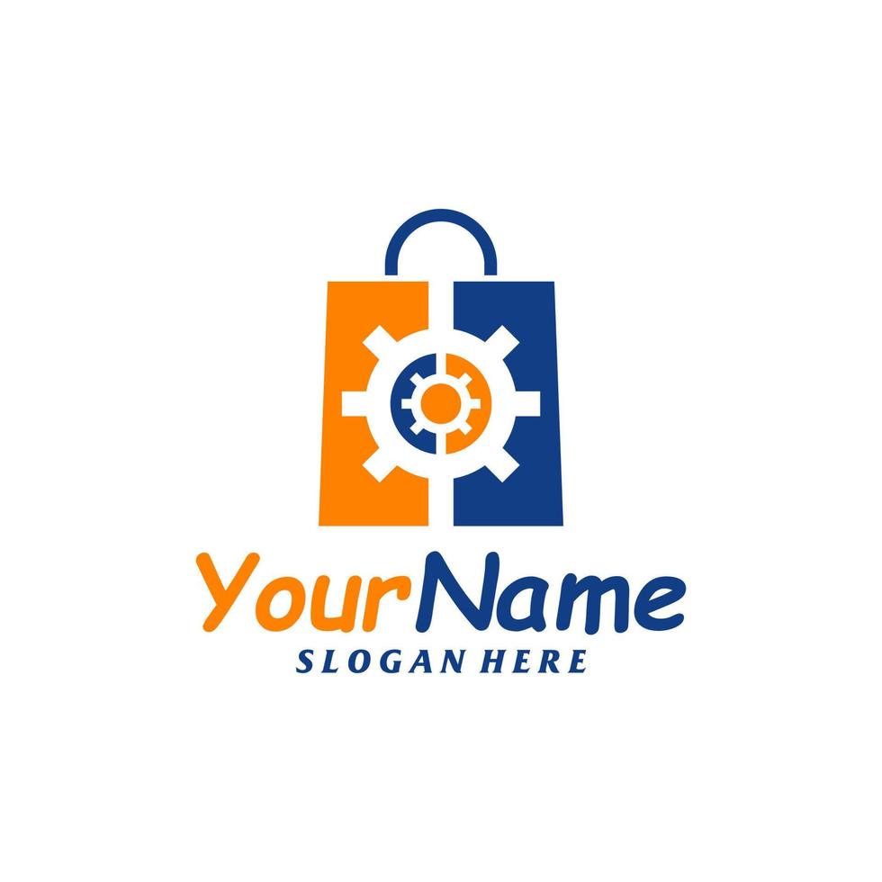 Shop Gear Logo Design Template. Shop logo concept vector. Creative Icon Symbol vector