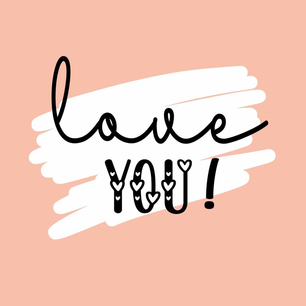 Love you heart beautiful hand lettering typography design vector