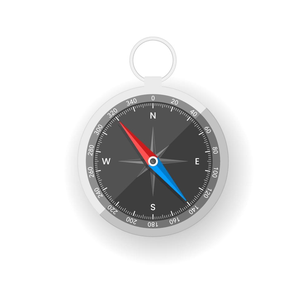 360 degree compass on white background vector