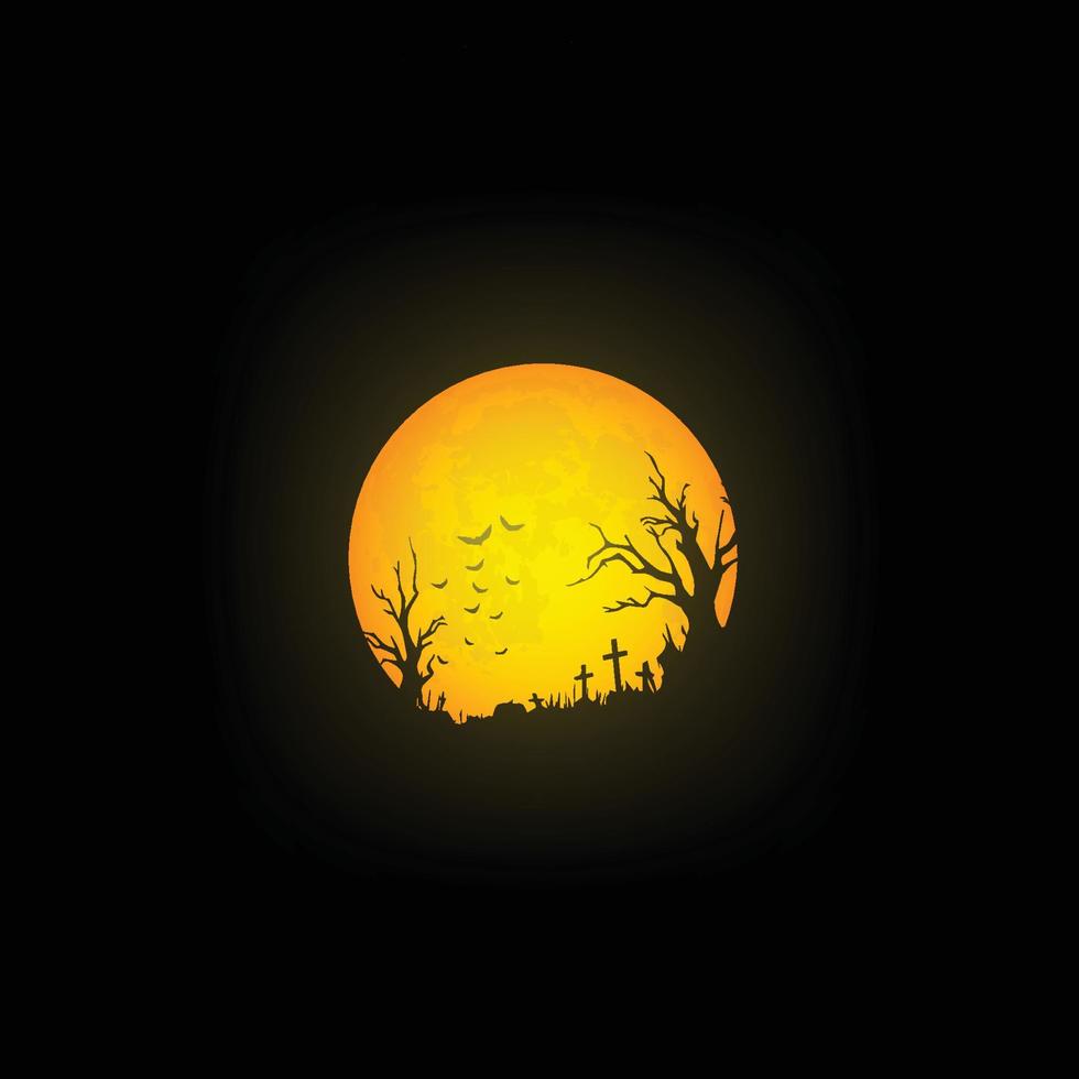 halloween scary moon night vector