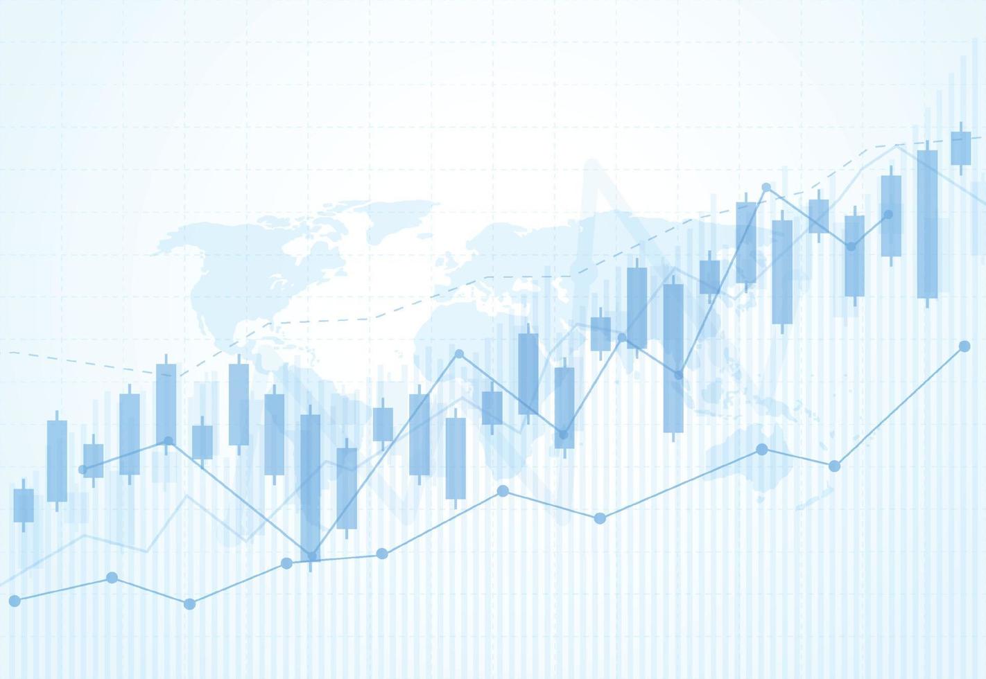 Gráfico de gráfico de velas de negocios de la negociación de inversiones en el mercado de valores en un diseño de fondo oscuro. punto alcista, tendencia del gráfico. ilustración vectorial vector