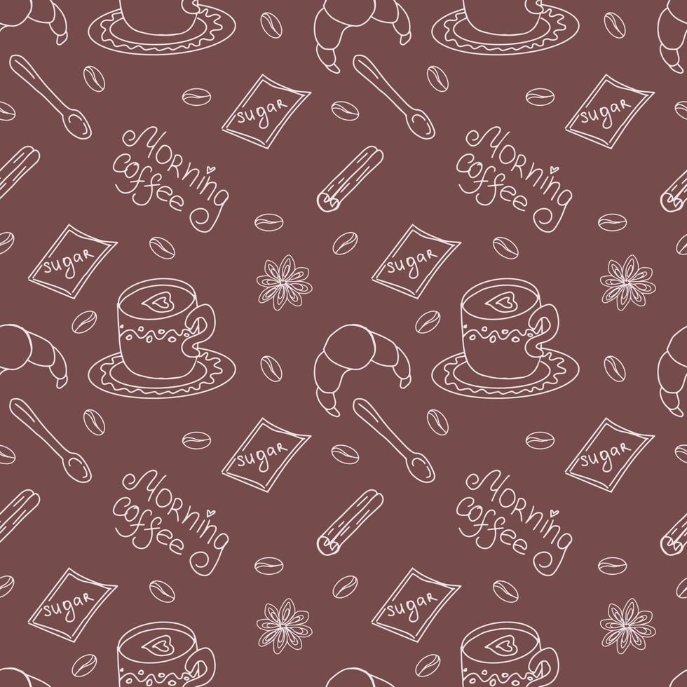 Seamless background for coffee theme. Vector illustration in doodle style