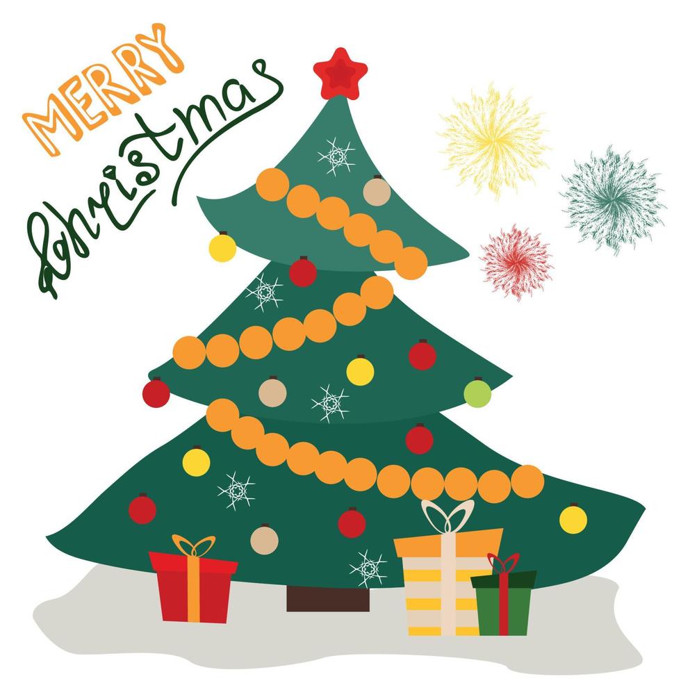 hermoso árbol de navidad, gran diseño para cualquier propósito. postal festiva. árbol de Navidad sobre un fondo blanco. ilustración vectorial tarjeta de feliz navidad. vector
