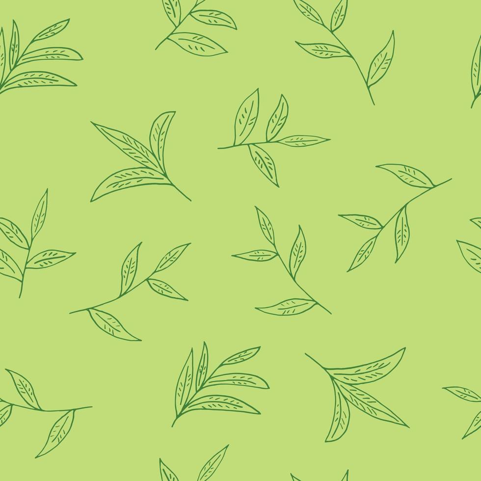 tea leaves seamless pattern hand drawn in doodle style. , minimalism, monochrome, scandinavian. wallpaper, wrapping paper, textiles background vector