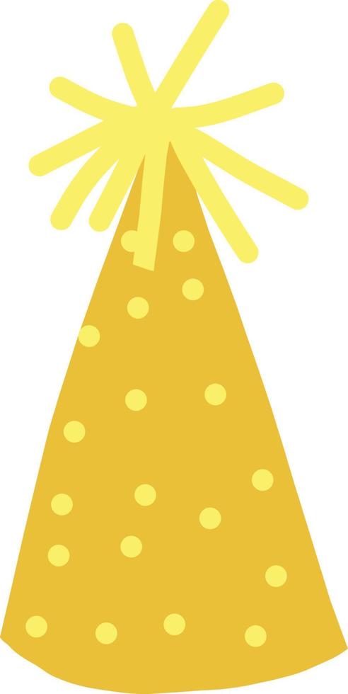 party hat polka dot icon, sticker. vector hand drawn. birthday, new year, holiday, trendy colors, yellow gold