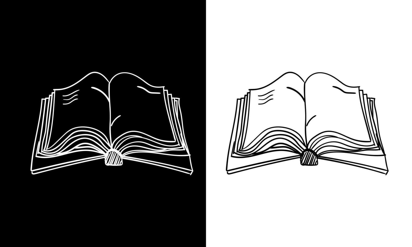 open book on black or white background. back to school vector