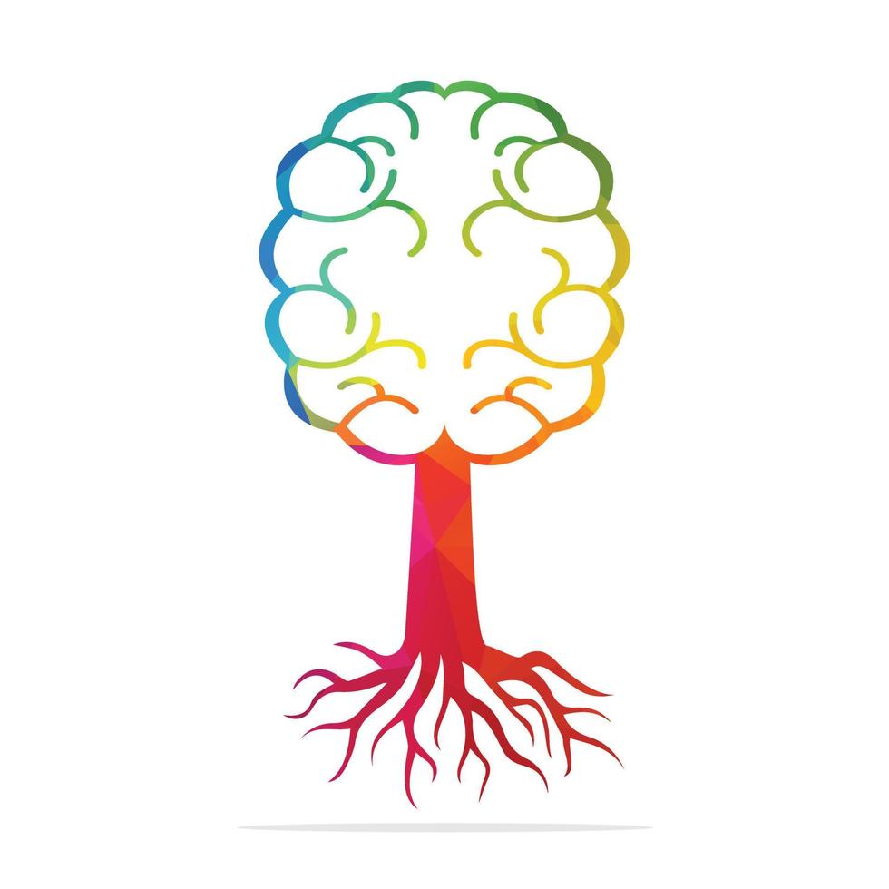 diseño de concepto de raíces de árboles cerebrales. árbol que crece en la forma de un cerebro humano. vector