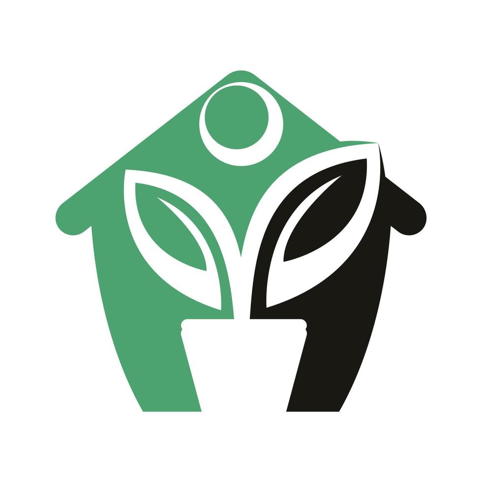 Flower Pot And House of Plant Logo. Human Home Growth Vector Logo.