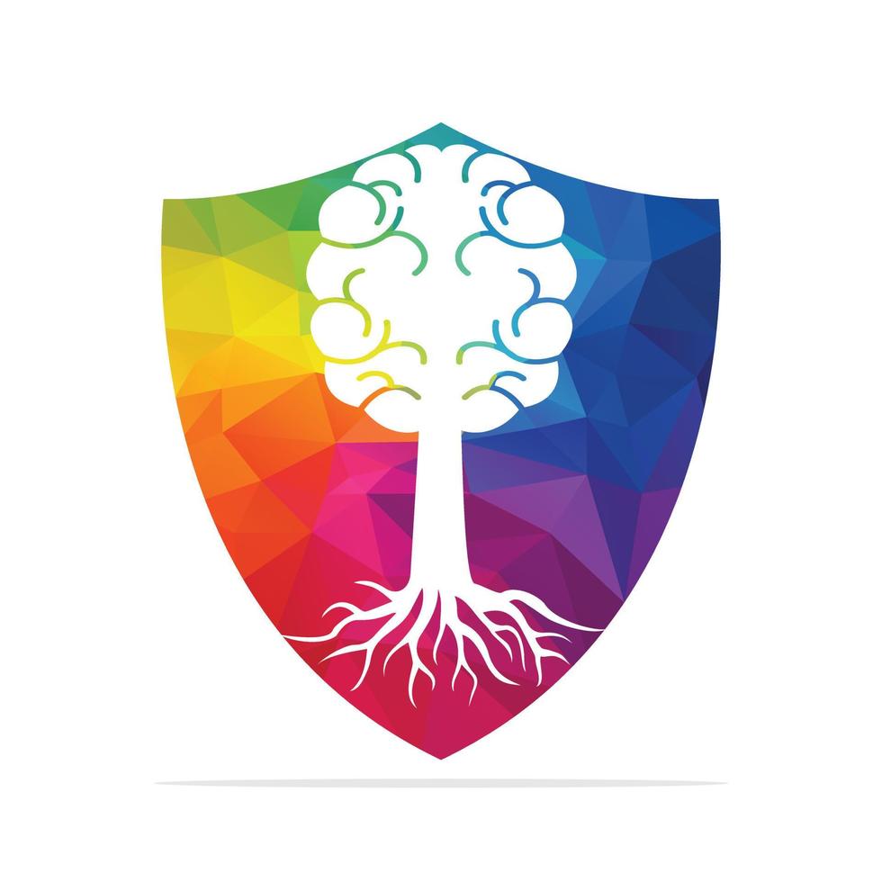 diseño de concepto de raíces de árboles cerebrales. árbol que crece en la forma de un cerebro humano. vector