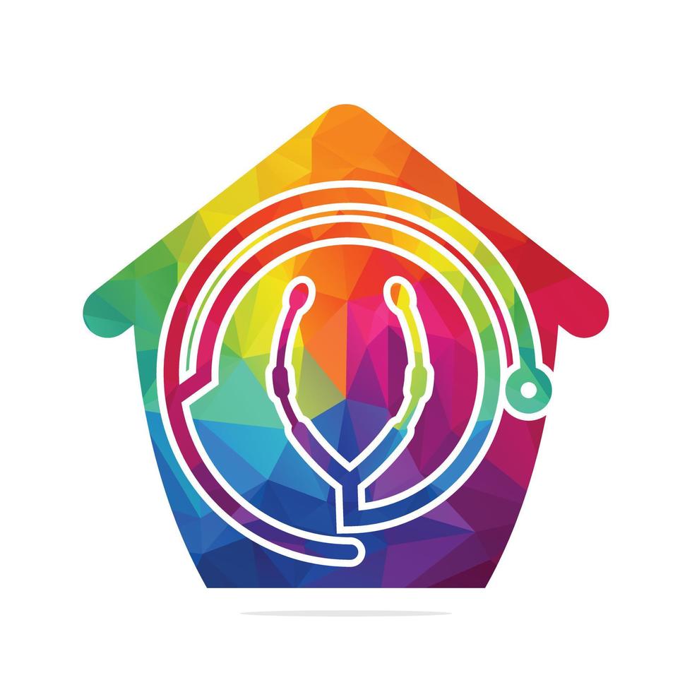 Stethoscope with home shape medical vector logo design. Medical vector logo design.