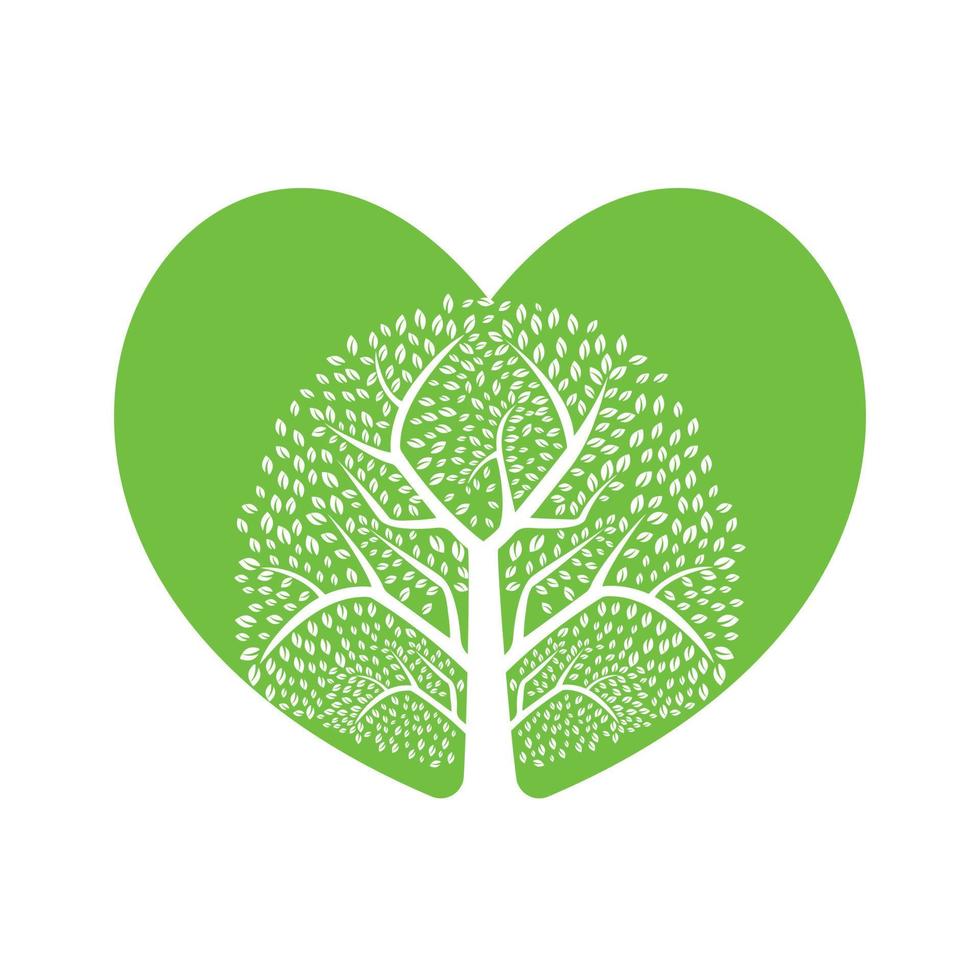 diseño de plantilla de vector de árbol verde pesado. diseño de vector de árbol de amor.