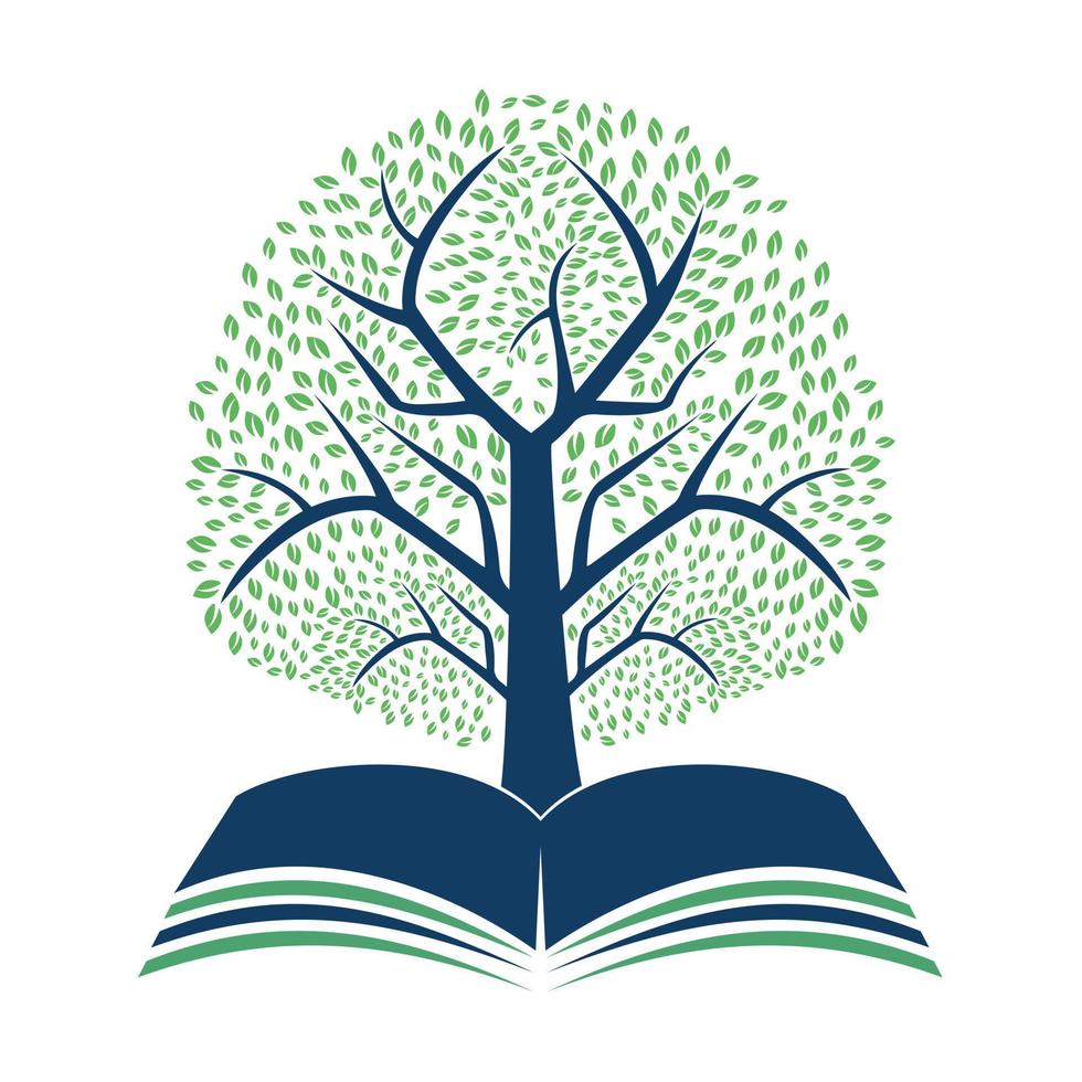 Book Tree Vector Template Design. Educational Tree On Book Template..