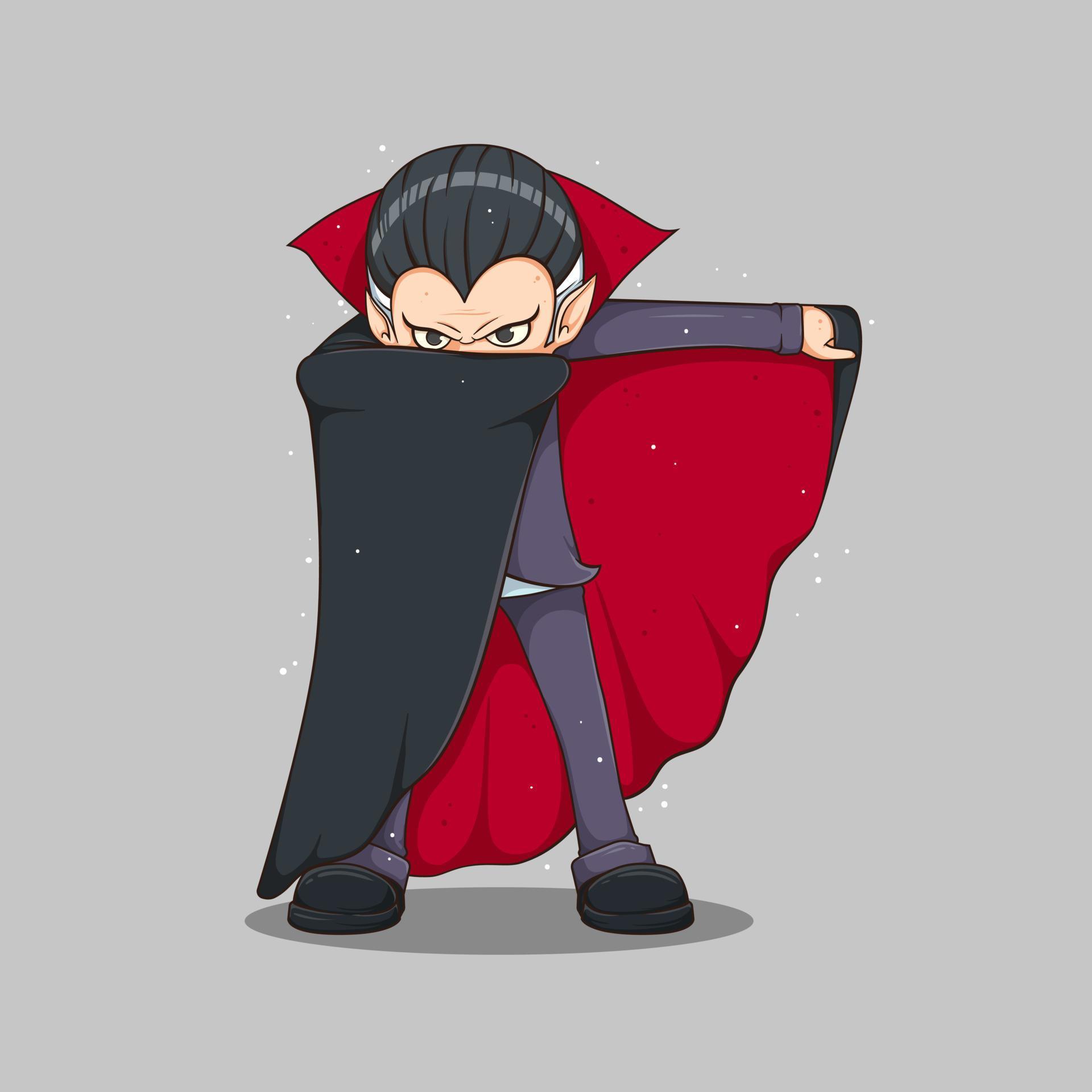 cartoon vampire. Vector clip art illustration with simple gradient. All