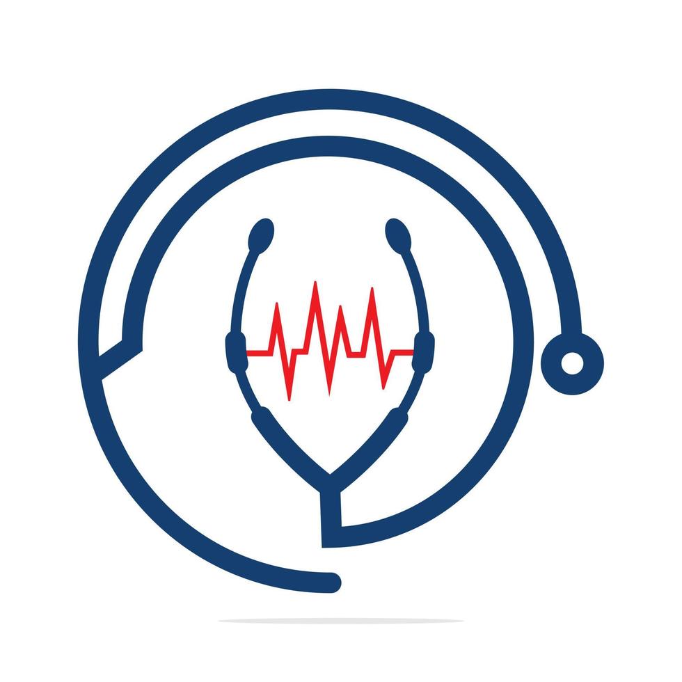 Stethoscope and heart beat vector design. Health and medicine symbol.