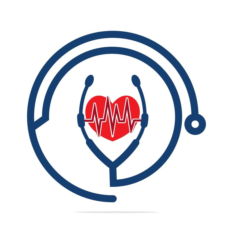 Stethoscope and heart beat vector design. Health and medicine symbol.