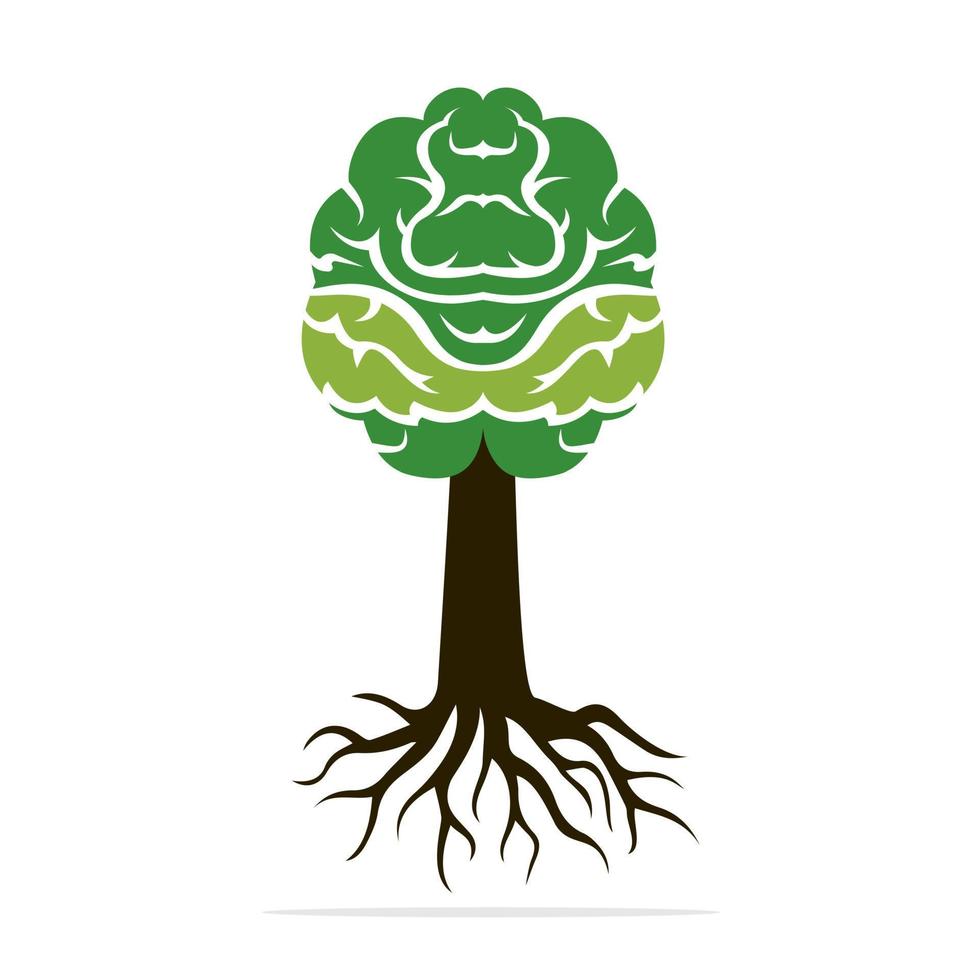 Brain tree roots concept design. Tree growing in the shape of a human brain. vector