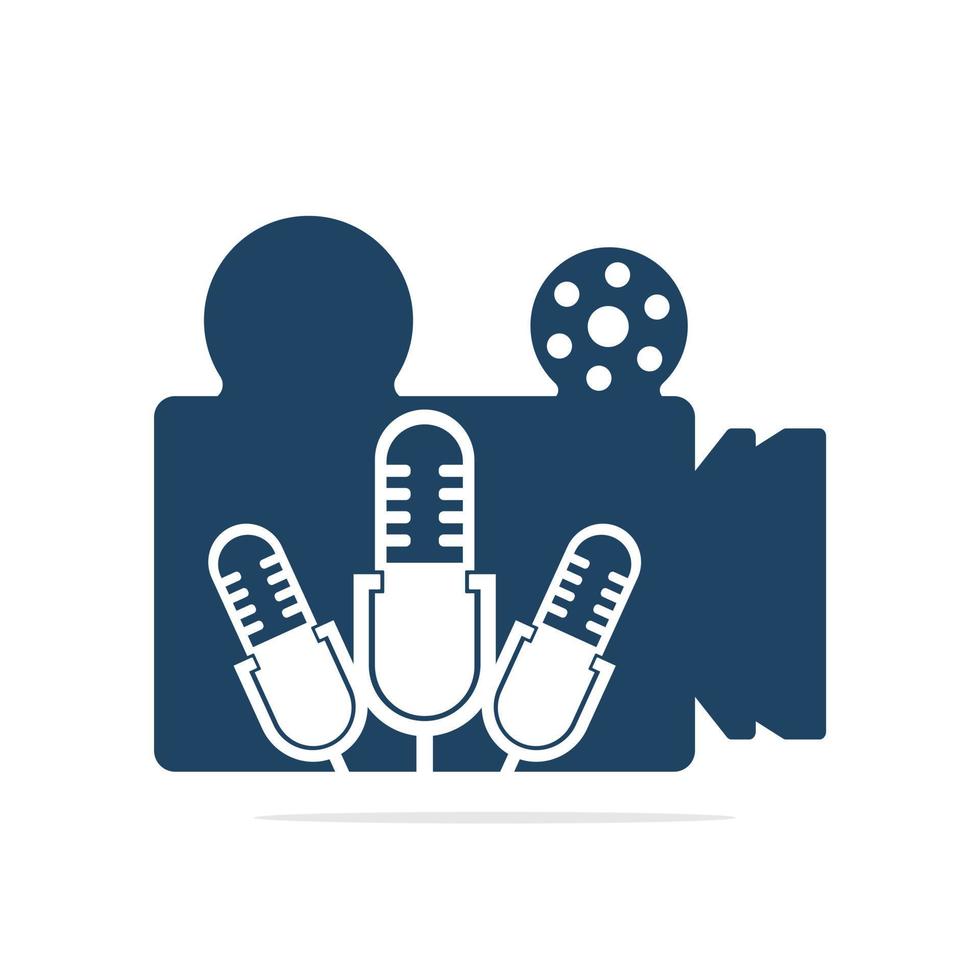 Video podcast vector logo design. Digital video podcast logo concept.