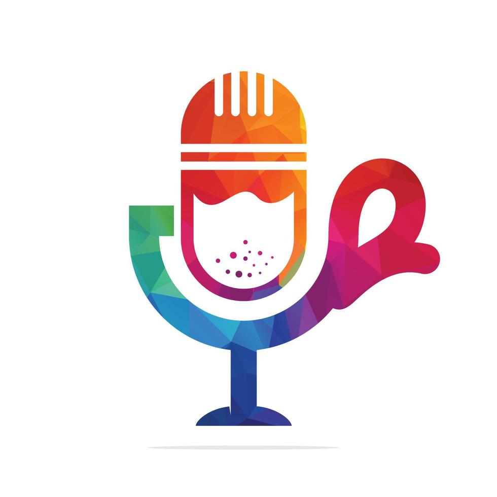 Coffee and Mic Design Logo Template. coffee podcast radio logo icon vector illustration design.
