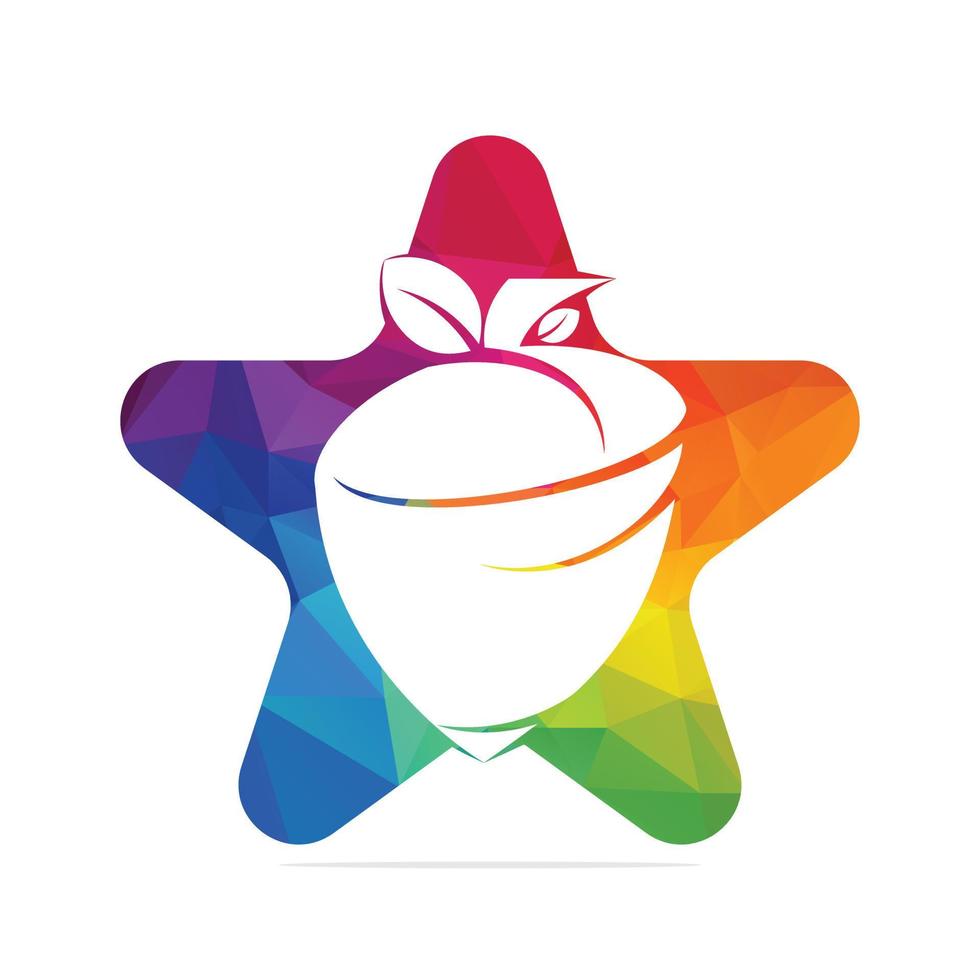 Creative Acorn Star shape logo Design Template. Autumn Leafs vector logo design.