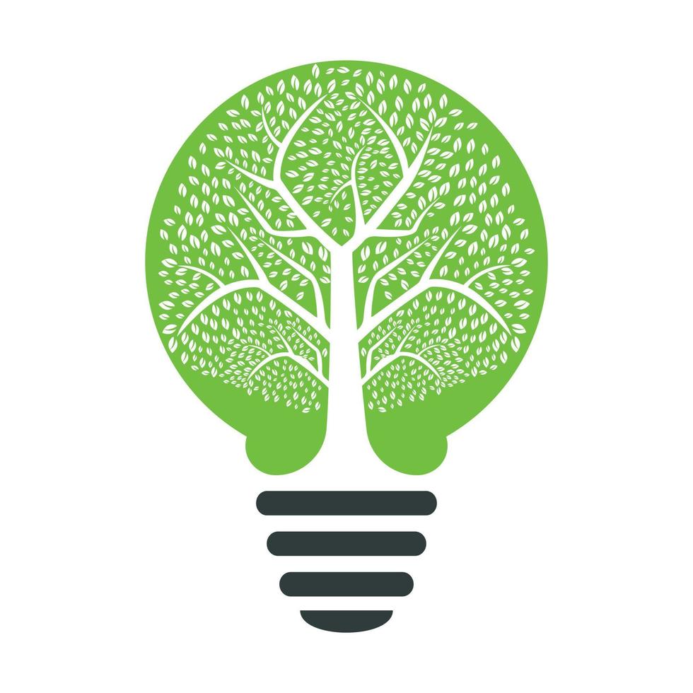 Bulb Lamp Heavy Green Tree Vector Template Design. Bulb Tree Vector Design.