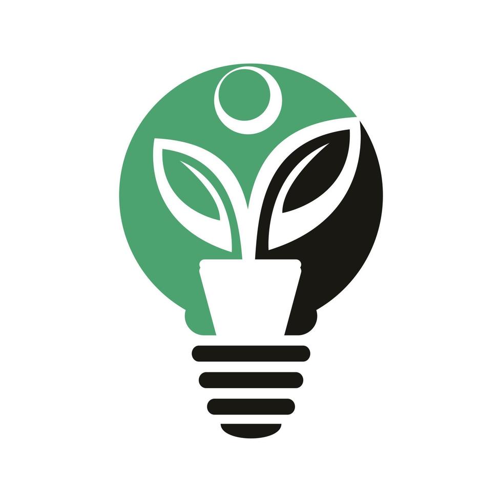 Organic Human Bulb Lamp And Leaf Logo Vector. Human Growth Bulb Logo Template Design. vector