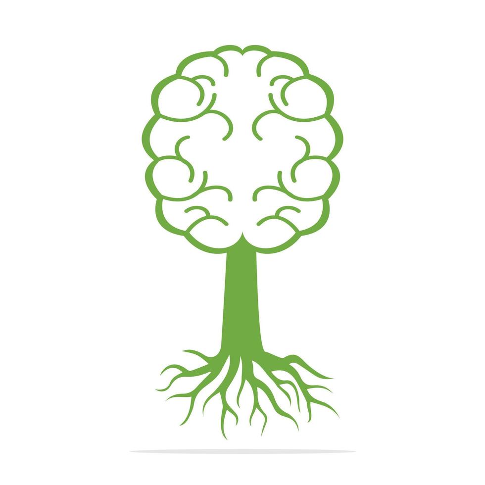 Brain tree roots concept design. Tree growing in the shape of a human brain. vector