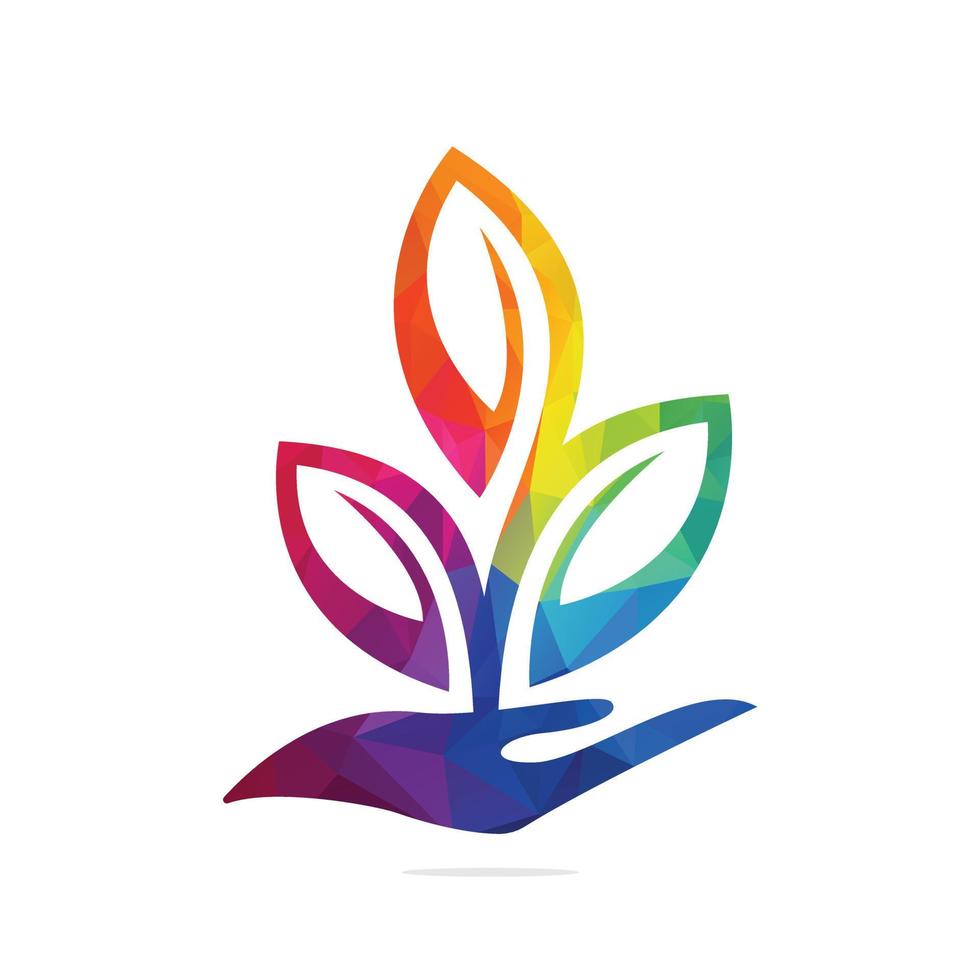 Plant in Hand Vector Logo Design. Natural Products Logo. Cosmetics icon. Spa logo.