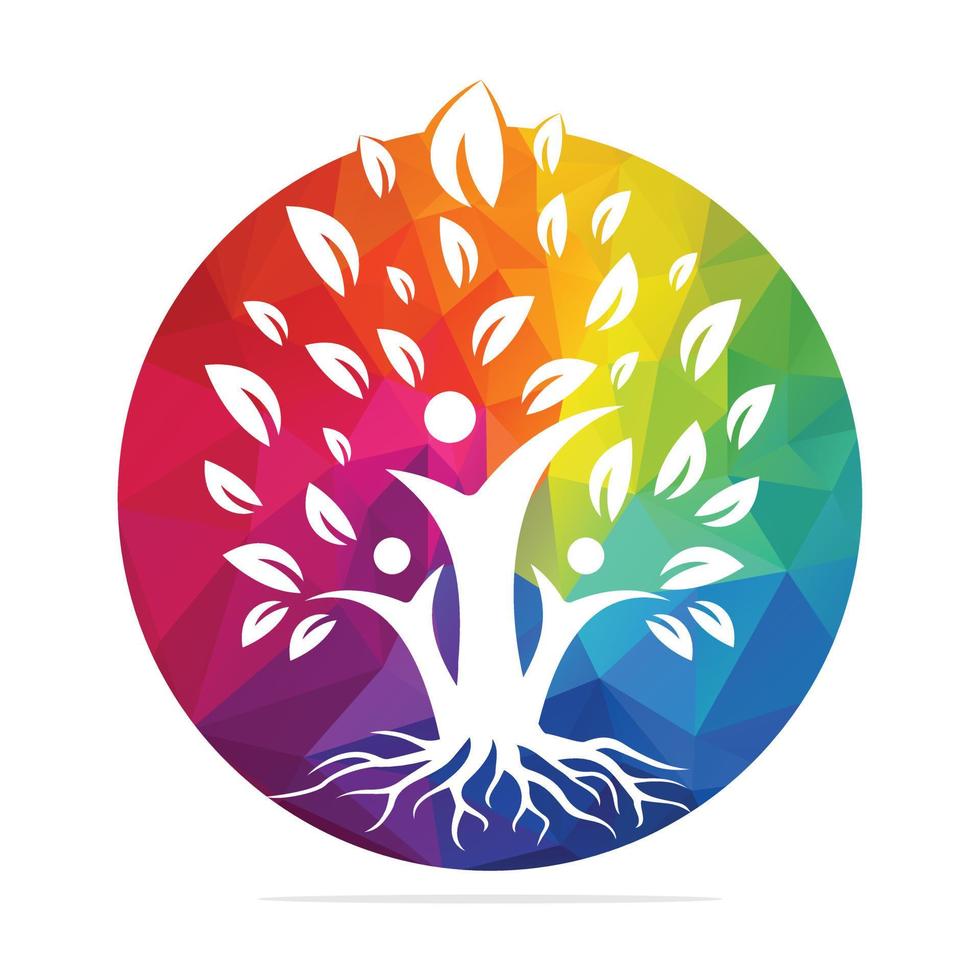 diseño de logotipo de árbol genealógico y raíces. diseño del logotipo del icono del símbolo del árbol genealógico. vector