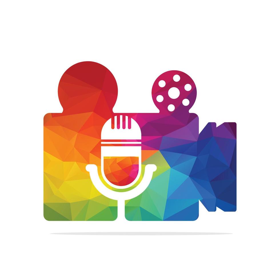 Video podcast vector logo design. Digital video podcast logo concept.