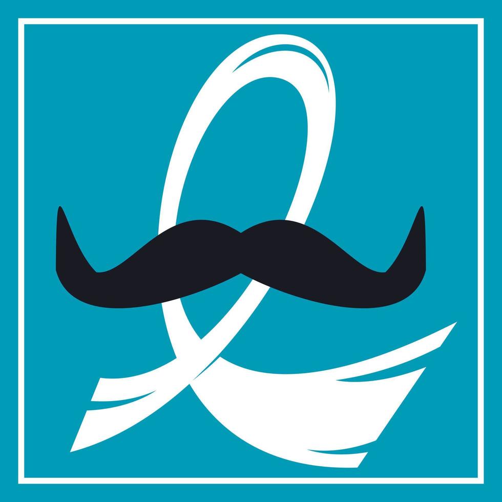 diseño de plantilla de vector de conciencia de cáncer de cinta azul y bigote. crecer vector de tarjeta de texto.