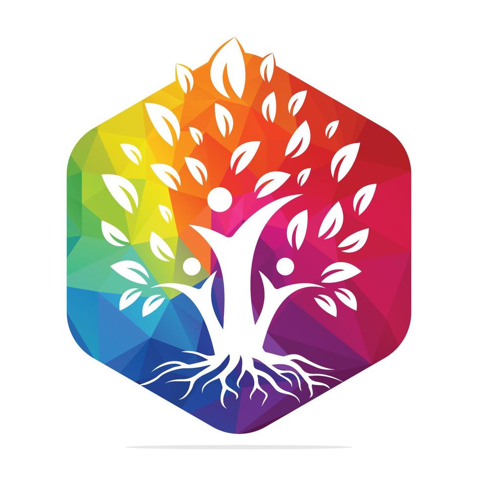 diseño de logotipo de árbol genealógico y raíces. diseño del logotipo del icono del símbolo del árbol genealógico. vector