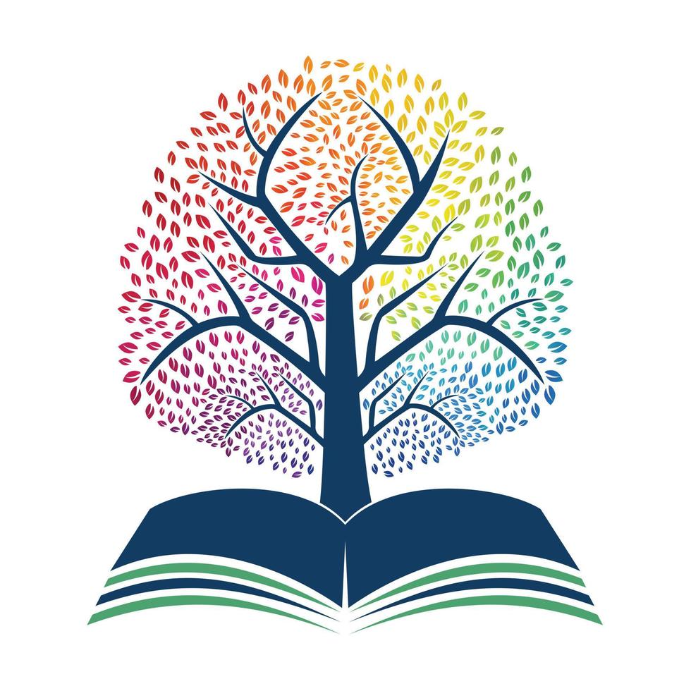 Book Tree Vector Template Design. Educational Tree On Book Template..