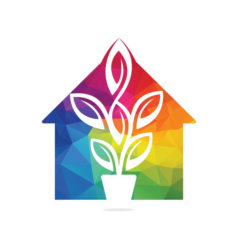Home Flowers Pot and Plant Pot Vector Illustration Design. Green Tree on Pot Logo Design.