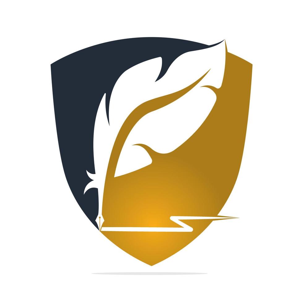 Quill Feather Pen logo vector design. Writer icon flat style design with color for identity, business and button.
