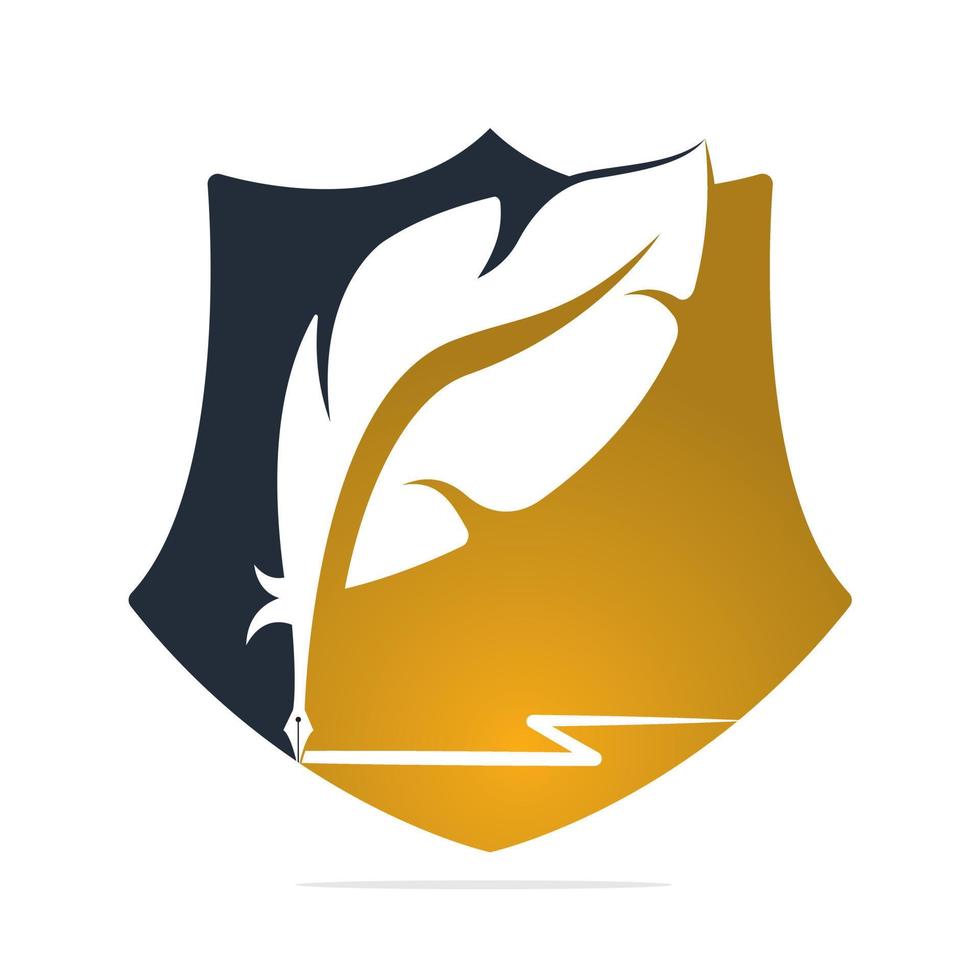 Quill Feather Pen logo vector design. Writer icon flat style design with color for identity, business and button.