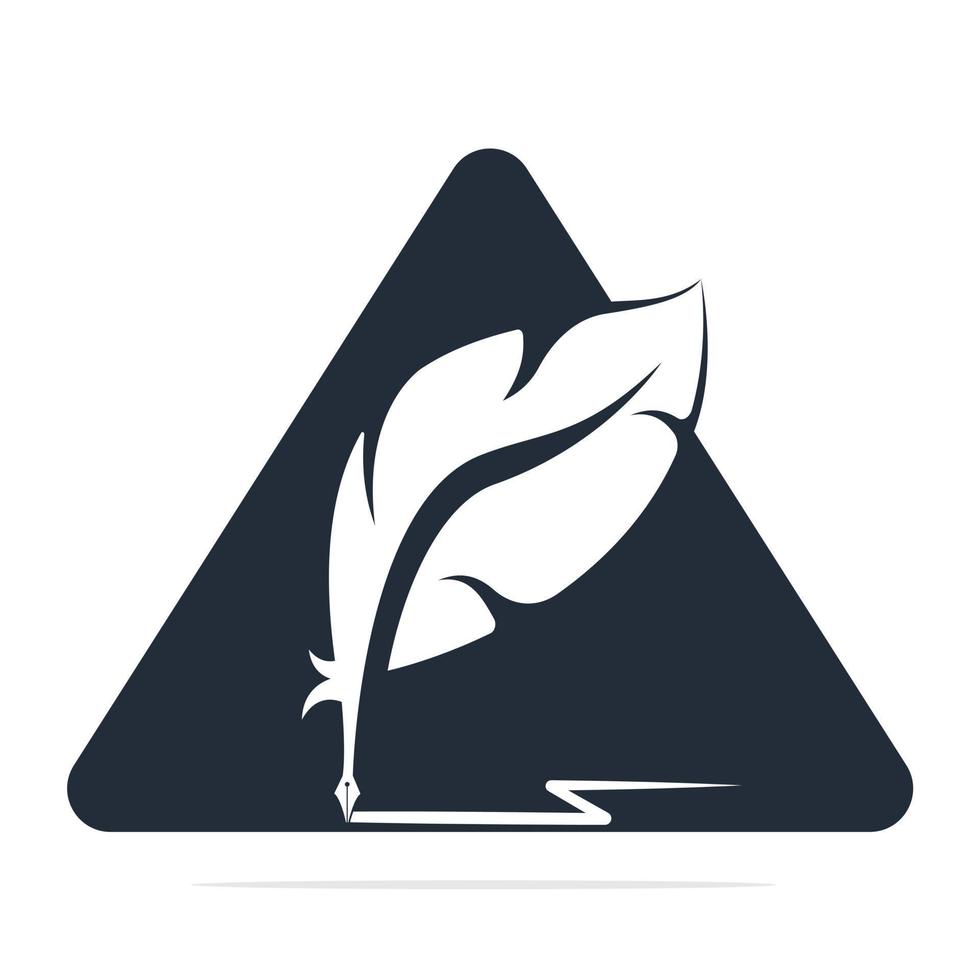 Quill Feather Pen logo vector design. Writer icon flat style design with color for identity, business and button.