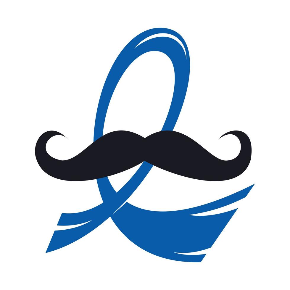 diseño de plantilla de vector de conciencia de cáncer de cinta azul y bigote. crecer vector de tarjeta de texto.