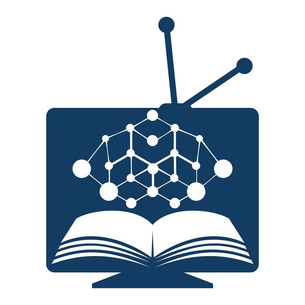 información de la plantilla de diseño de vectores de tv de tecnología. diseño de logotipo de libro de investigación de comunicación.