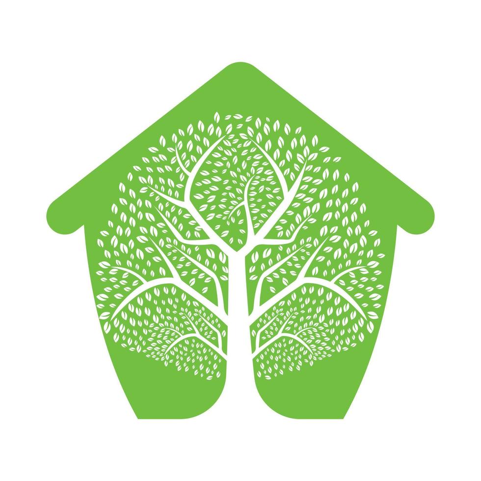 Heavy Green Tree House Vector Template Design. Tree Home Vector Design.