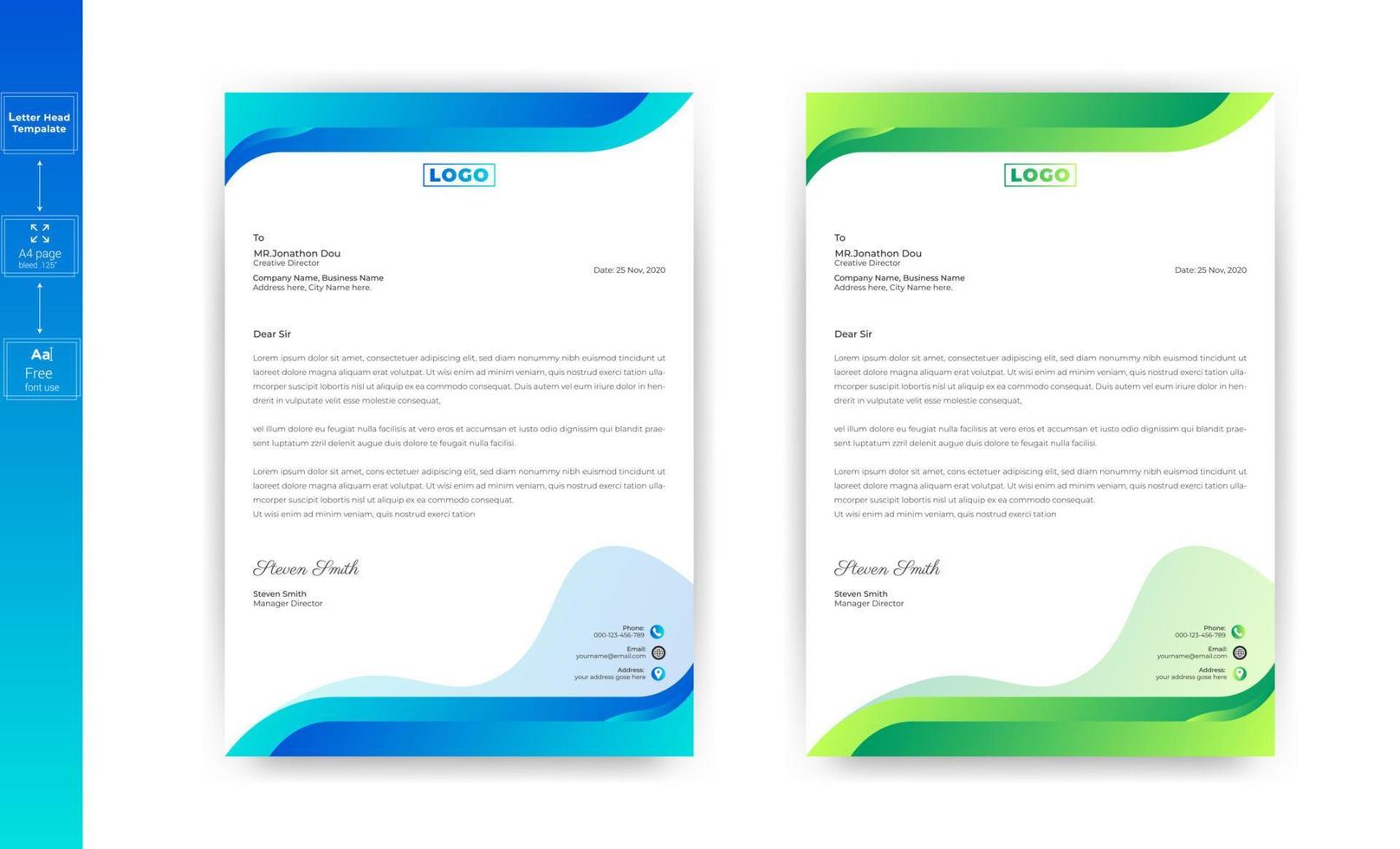 Simple creative modern business style letterhead templates design. Letterhead design for your project, vector