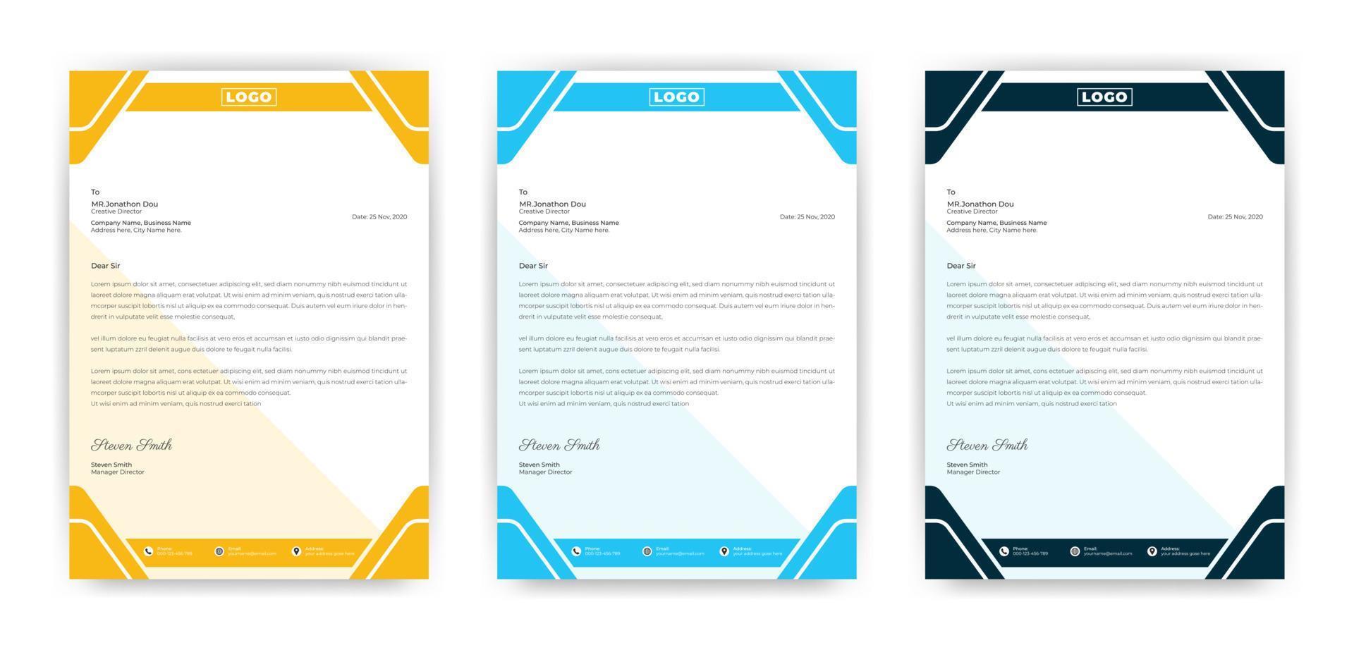 Unique style letter head templates for your Business. Letterhead design for your project, Vector design illustration.