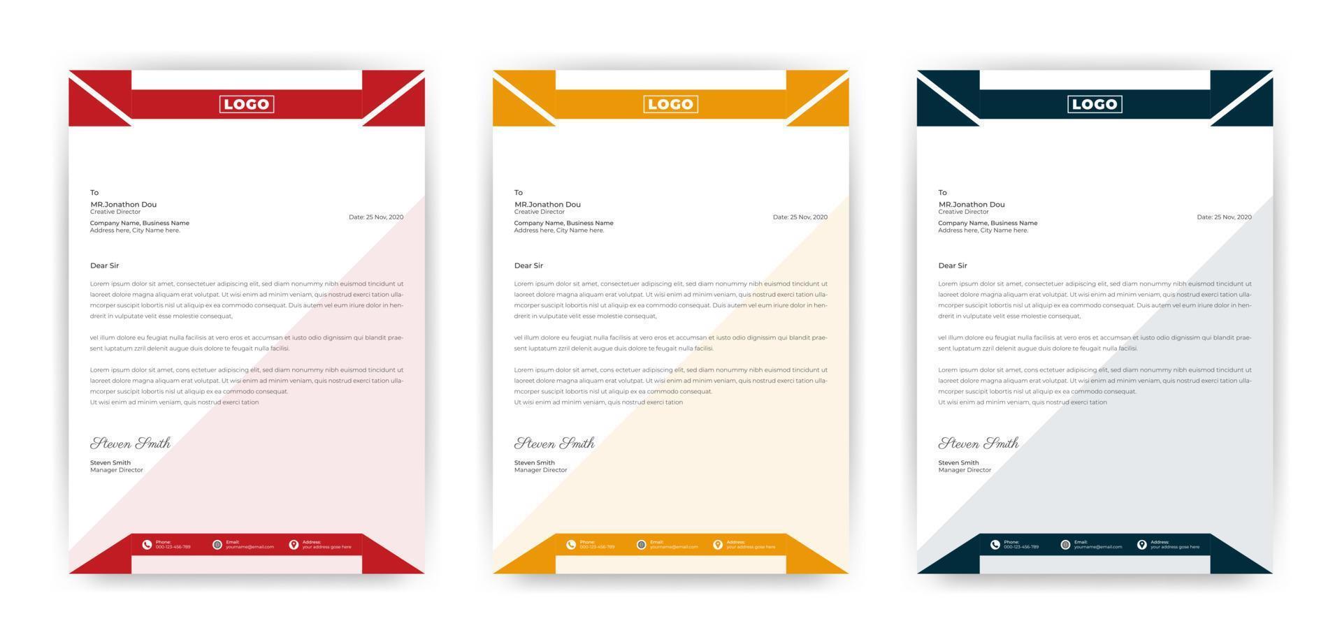 Abstract corporate professional letterhead template design. vector