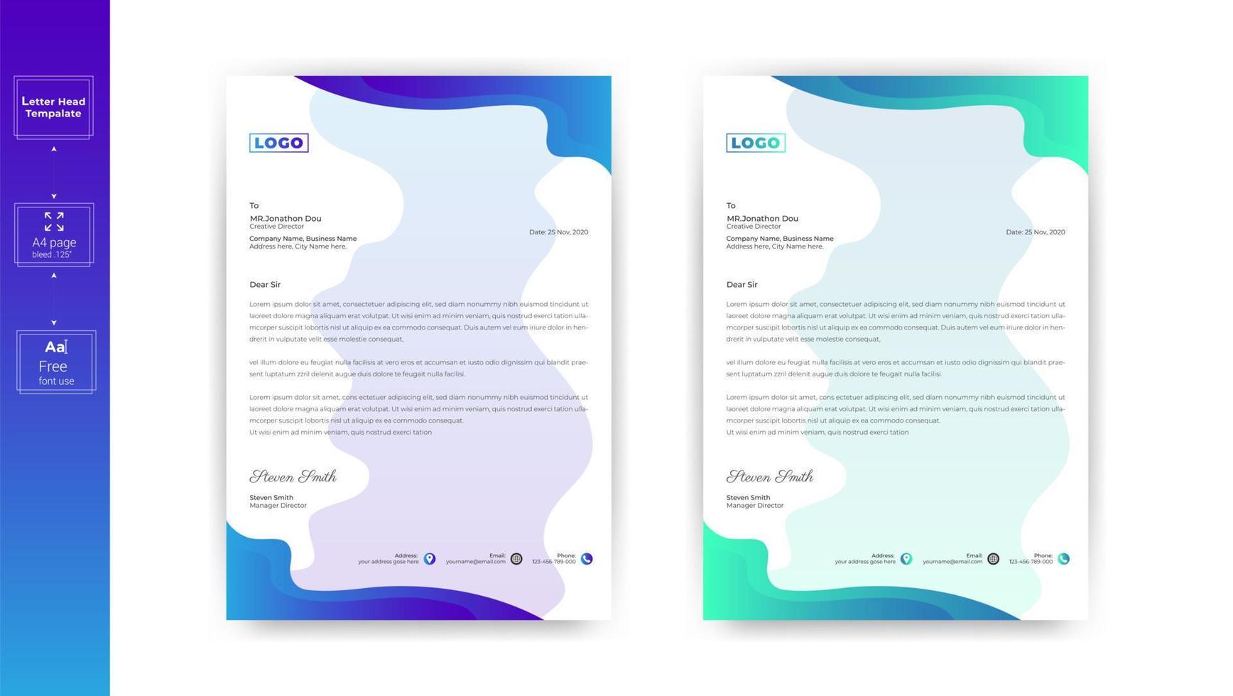creative modern business style letterhead templates design. Letterhead design for your project, Vector design illustration.