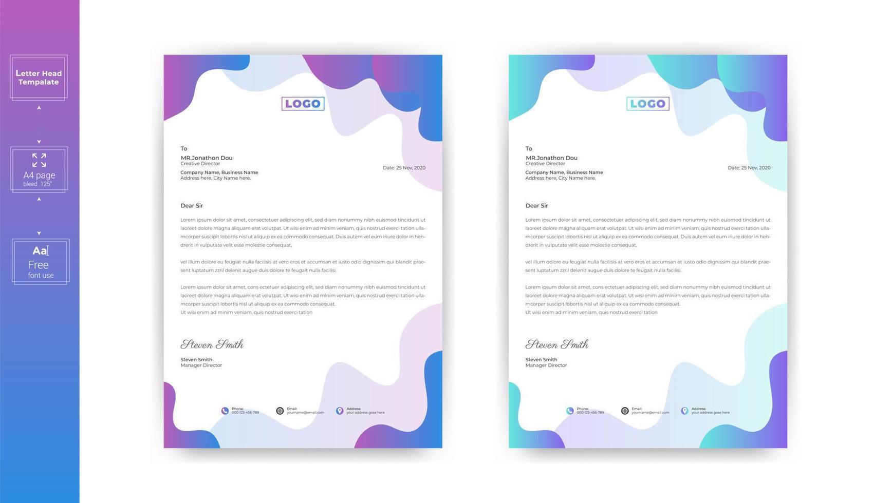 modern business style letterhead templates design. Letterhead design for your project, Vector design illustration.