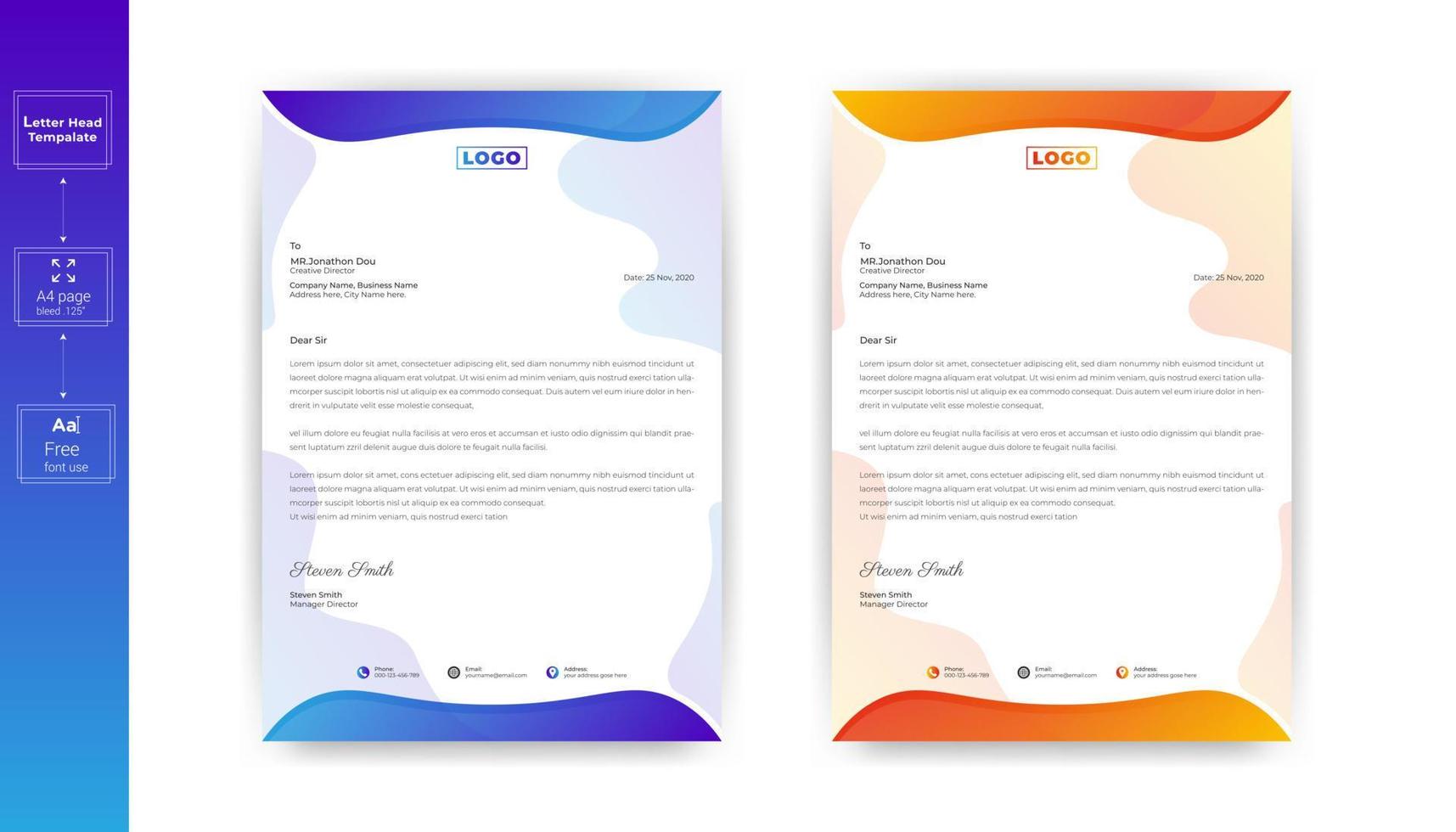 Simple creative modern business style letterhead templates design. Letterhead design for your project, Vector design illustration.