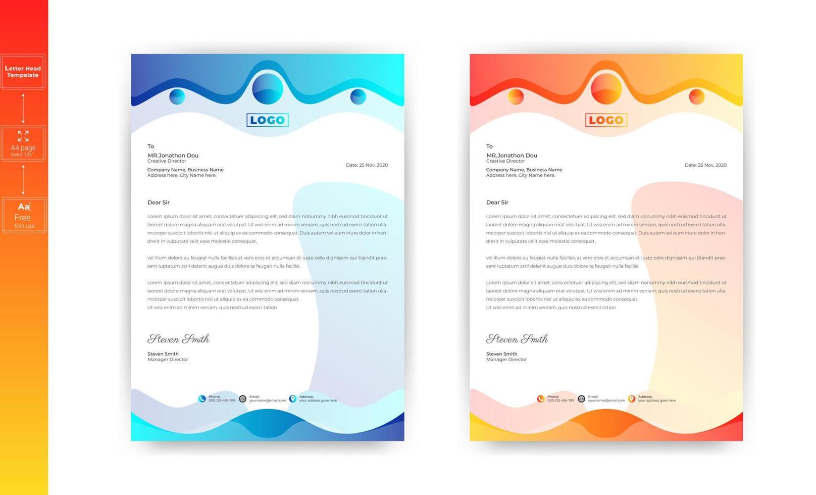 Simple creative modern business style letterhead templates design. Letterhead design for your project, Vector design illustration.