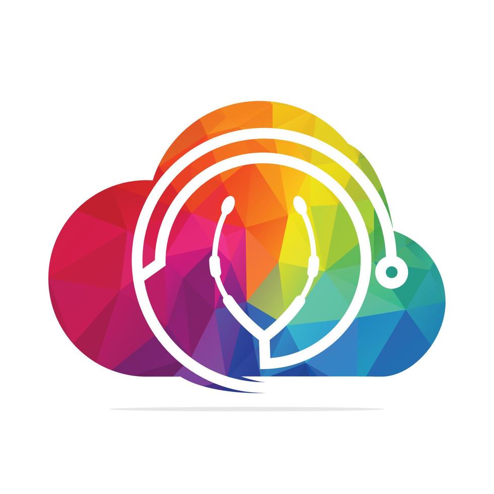 Stethoscope with cloud shape medical vector logo design. Medical vector logo design.