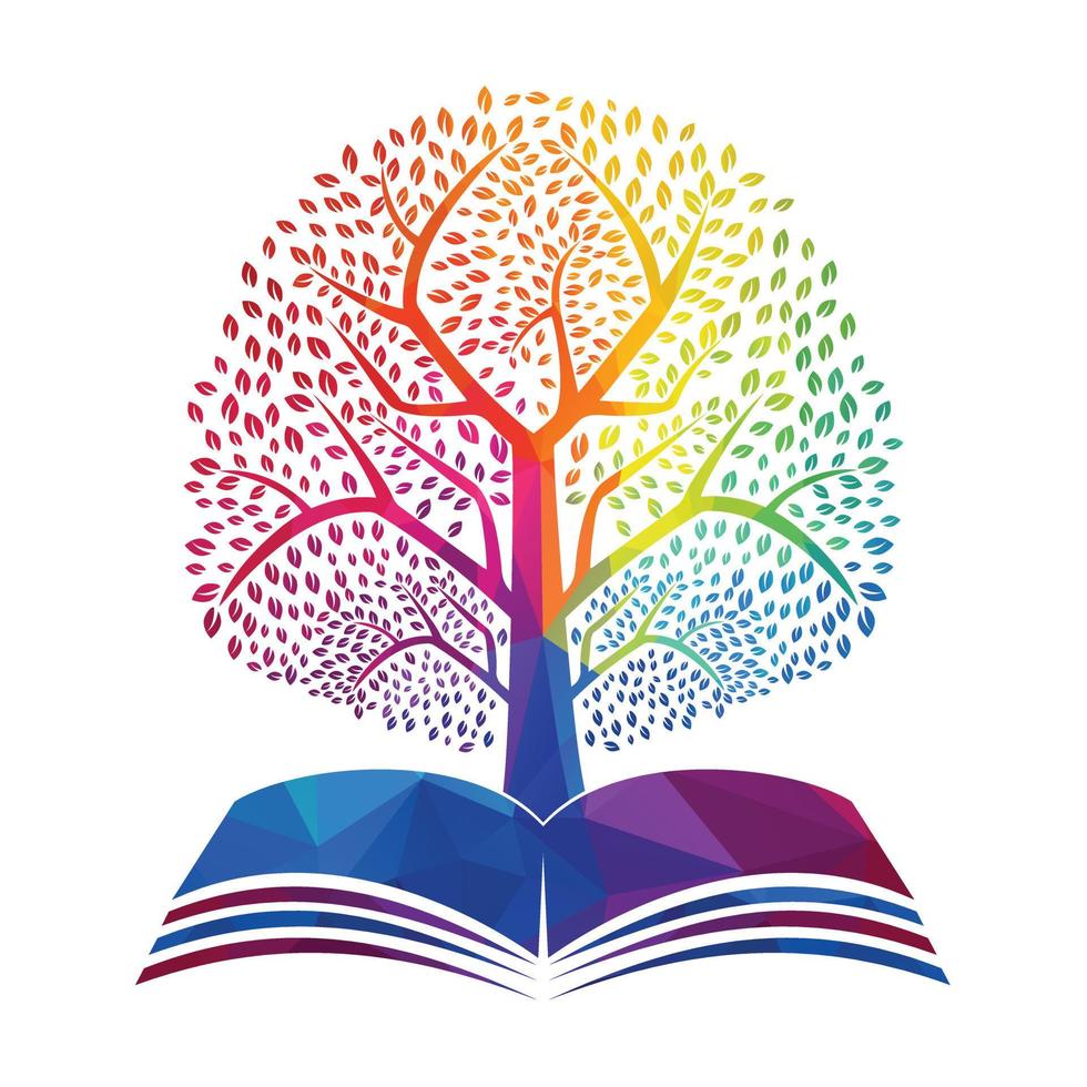 Book Tree Vector Template Design. Educational Tree On Book Template..
