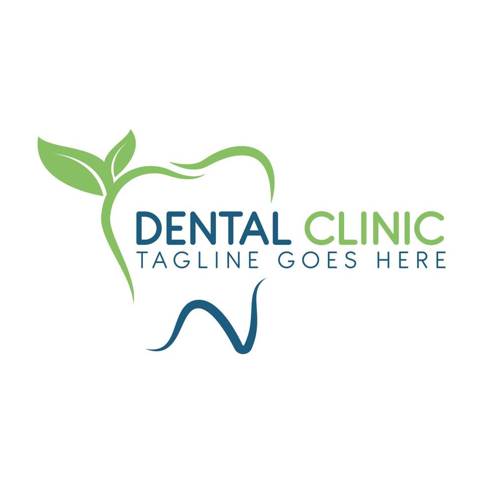 Green Fresh Tooth Dental Leaf Logo Vector design. Dental care or dentist logo design.