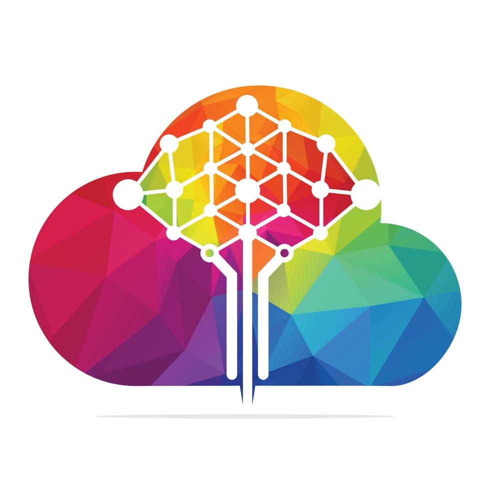 Digital cloud tree logo design concepts. Educational learning and technology companies logo. vector